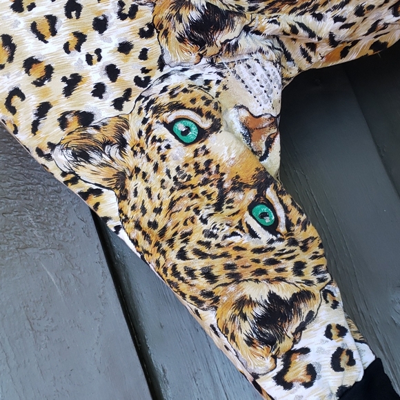 Vintage 80s Leopard Dolman Pullover Sweatshirt sz M Women's Top - Picture 6 of 9